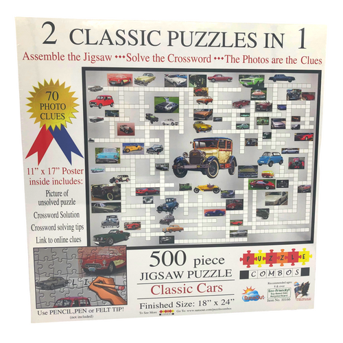 2 Classic Puzzles in 1 - Classic Cars by SunsOut (500 Pieces)