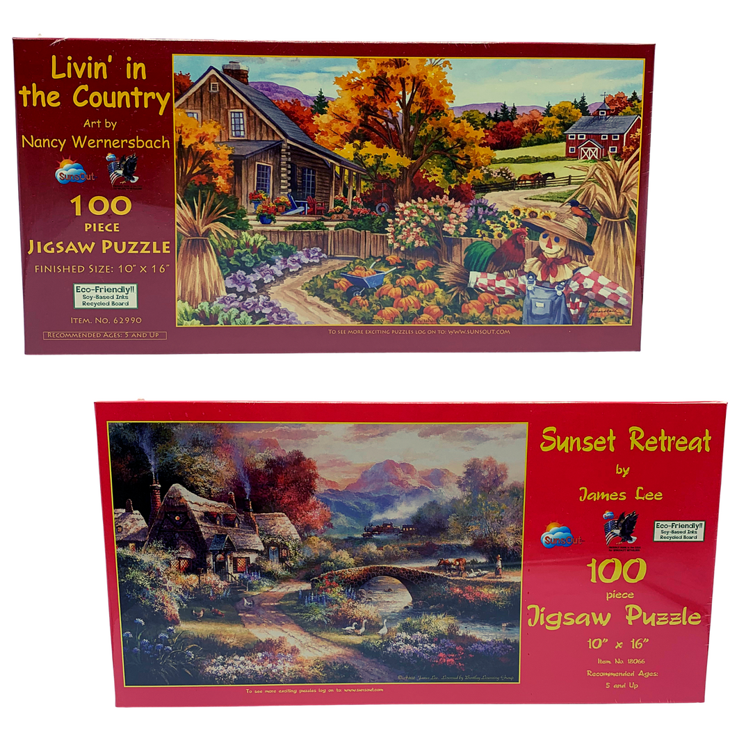 Two 100-Piece Jigsaw Puzzles by SunsOut